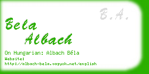bela albach business card